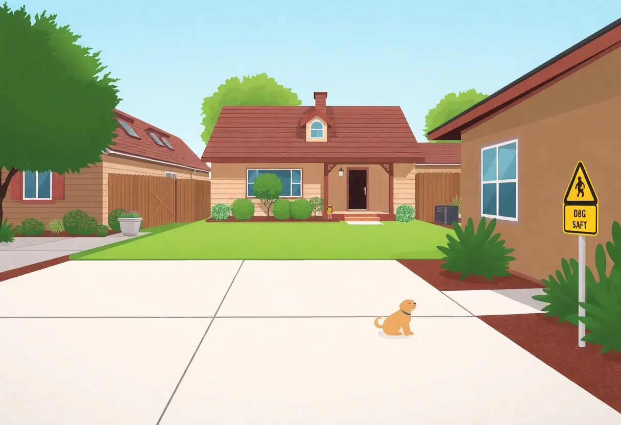 Scene of a residential area in West Dallas where a fatal dog attack took place.