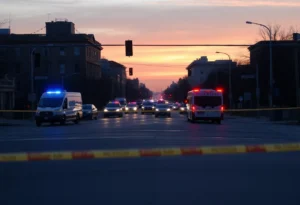 Emergency vehicles at a Fort Worth intersection after a hit-and-run incident.