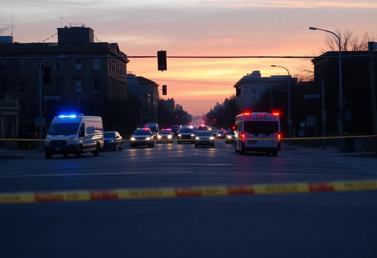 Emergency vehicles at a Fort Worth intersection after a hit-and-run incident.