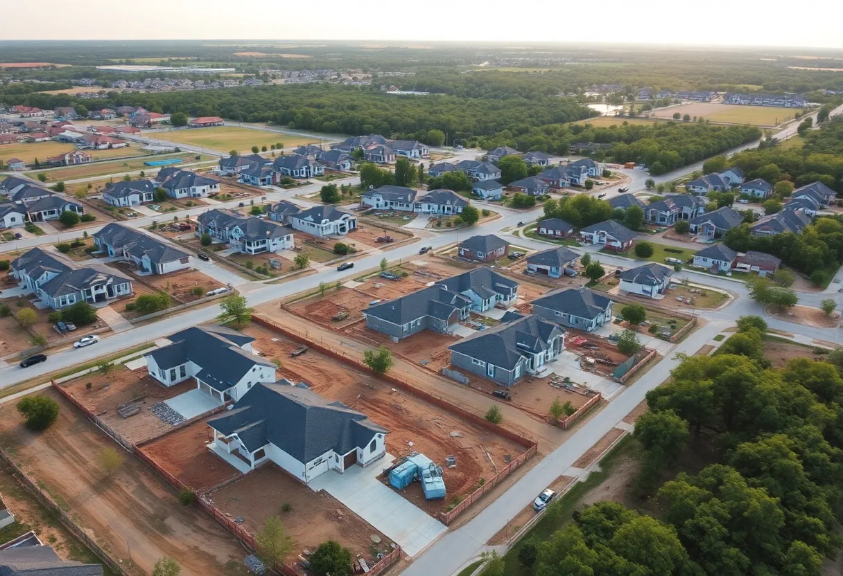 Aerial view of D.R. Horton and Lennar housing developments in Fort Worth, Texas.