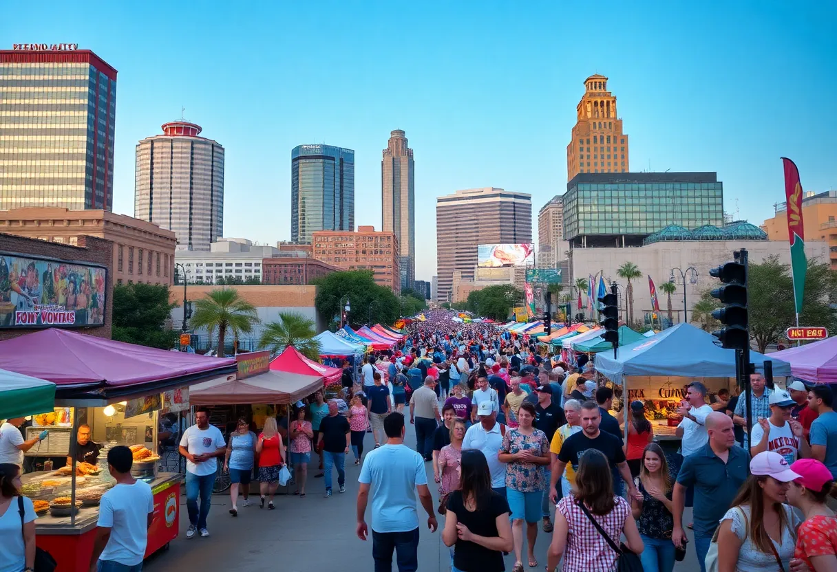 A collage of Fort Worth June events including food festival, sports match, and music concert