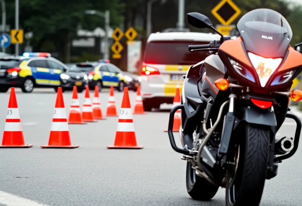Motorcycle accident scene in Fort Worth