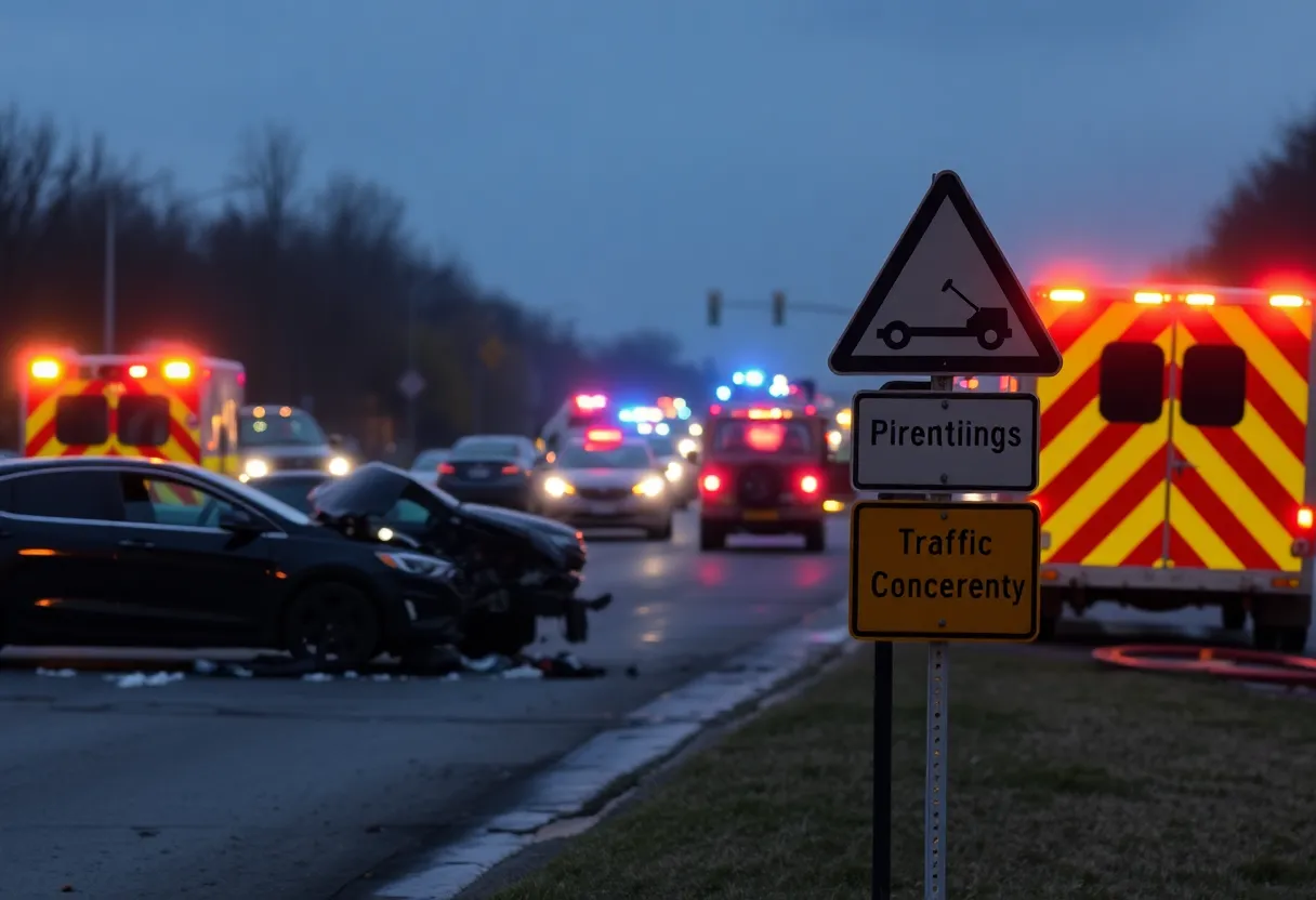 Emergency vehicles at the scene of a multivehicle collision in Fort Worth