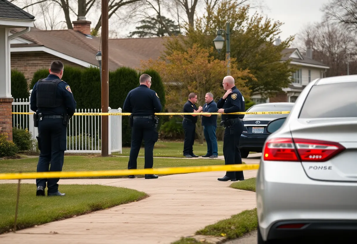 Police officers investigating a residential area in Fort Worth