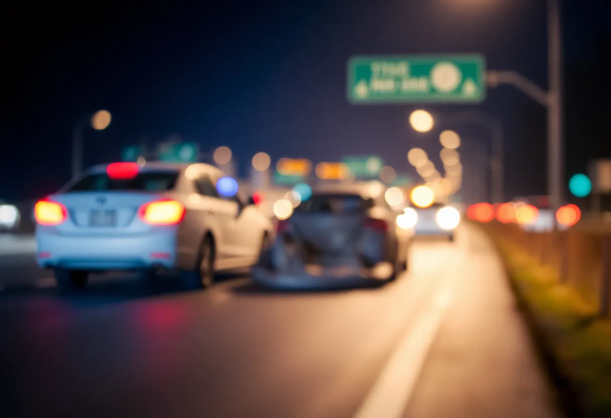 Abstract illustration of a highway accident scene