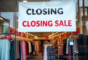 Francesca's storefront featuring closing sale signs