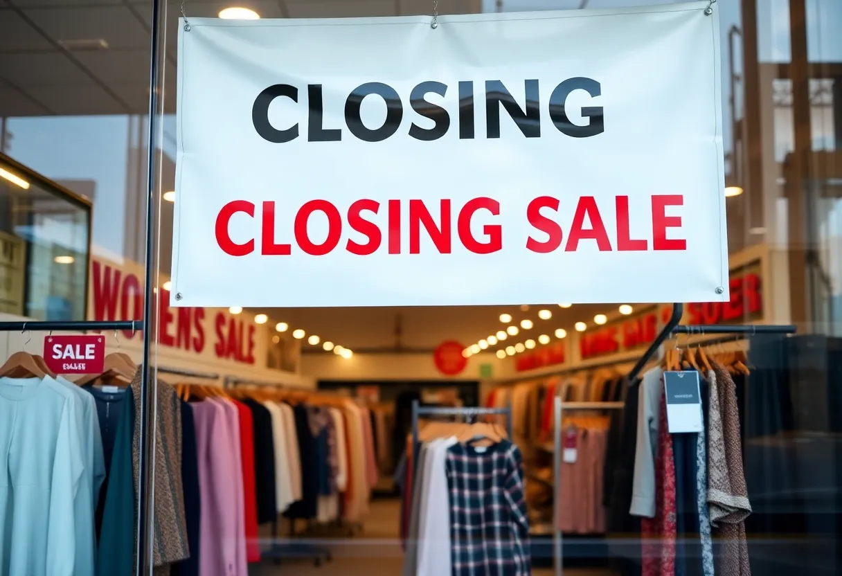Francesca's storefront featuring closing sale signs