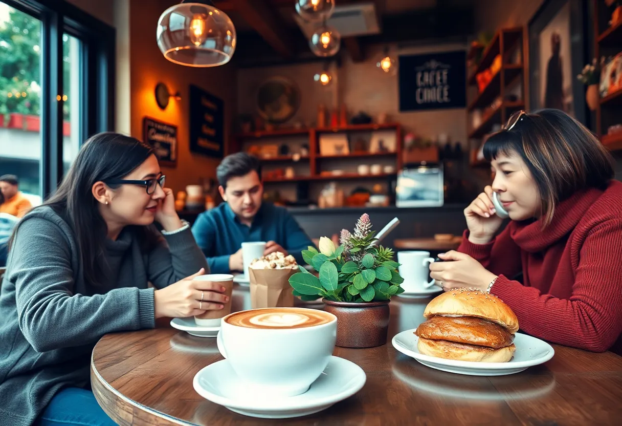 Cozy coffee shop in Grapevine with customers enjoying coffees and pastries.