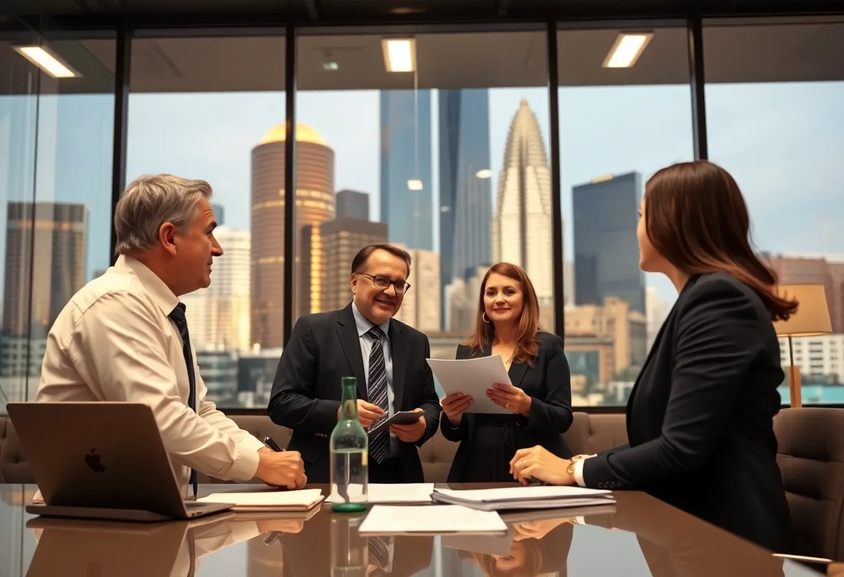 Lawyers discussing tax services with business owners in Dallas