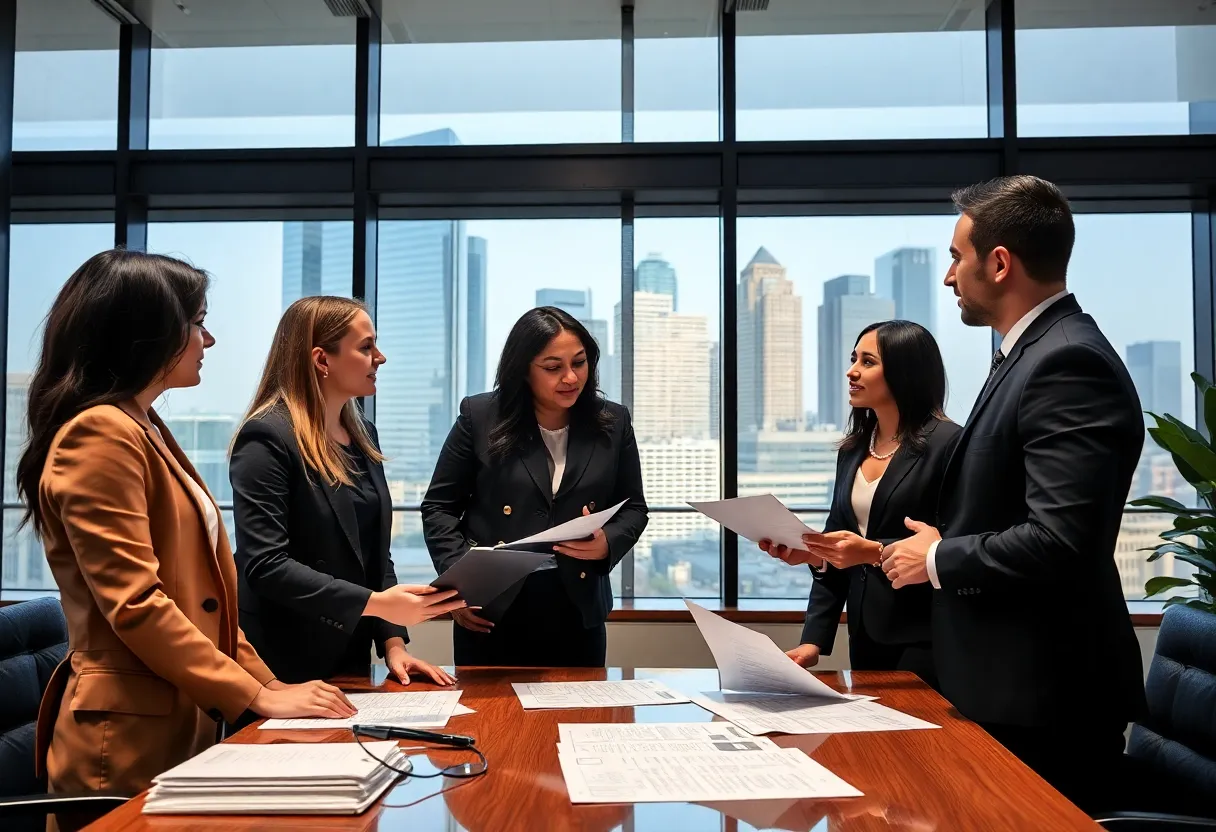 Professionals discussing tax strategies in a Dallas office