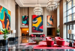 Lobby of HALL Arts Hotel featuring modern art and elegant decor