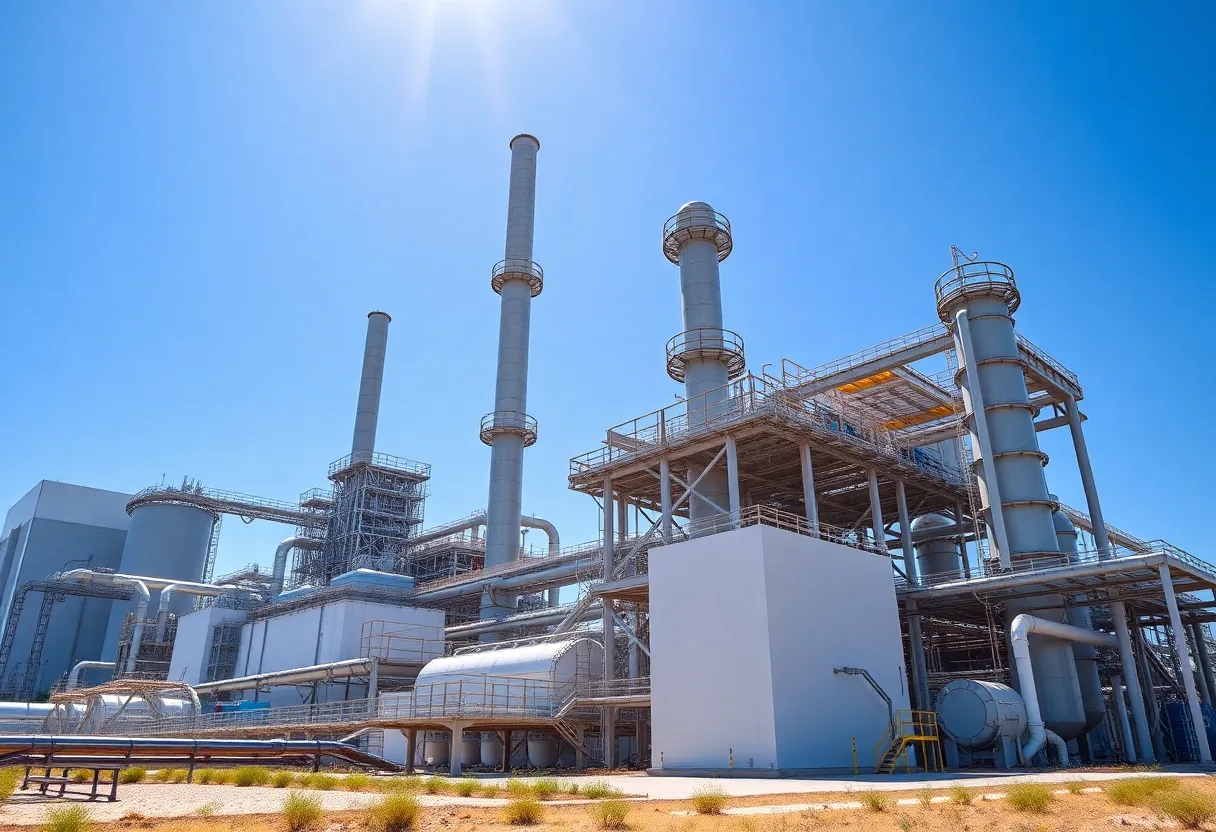 Hallador Energy natural gas facility under blue sky