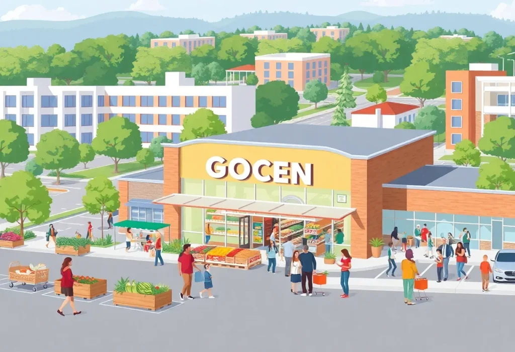 Rendering of the H-E-B store in Forney within the Village at Gateway development.