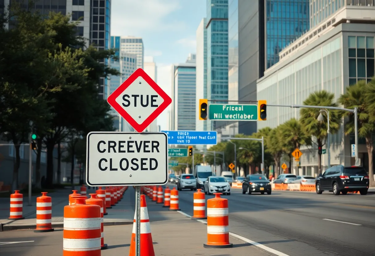 I-30 freeway construction closure in Downtown Dallas