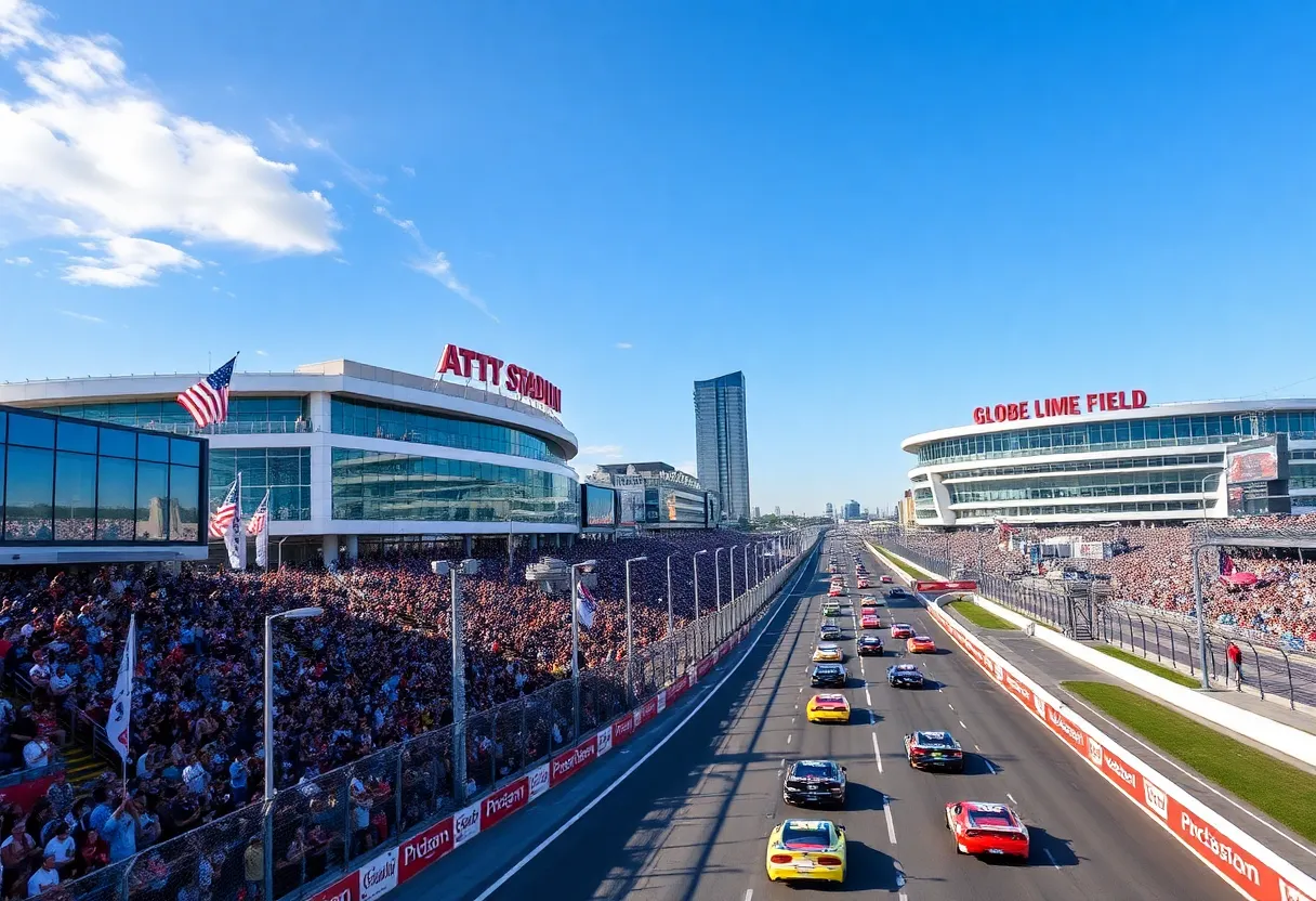 View of the INDYCAR Grand Prix street circuit in Arlington, Texas