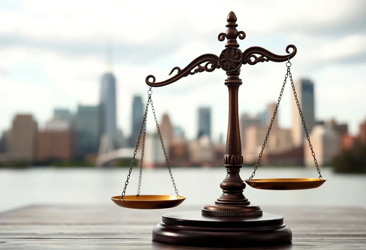 Symbolic depiction of legal challenges with scales of justice.