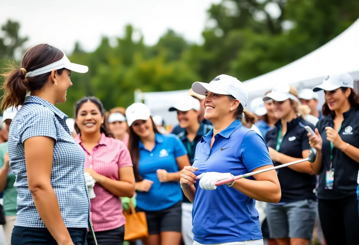 Women golfers at a digital marketing event for LPGA