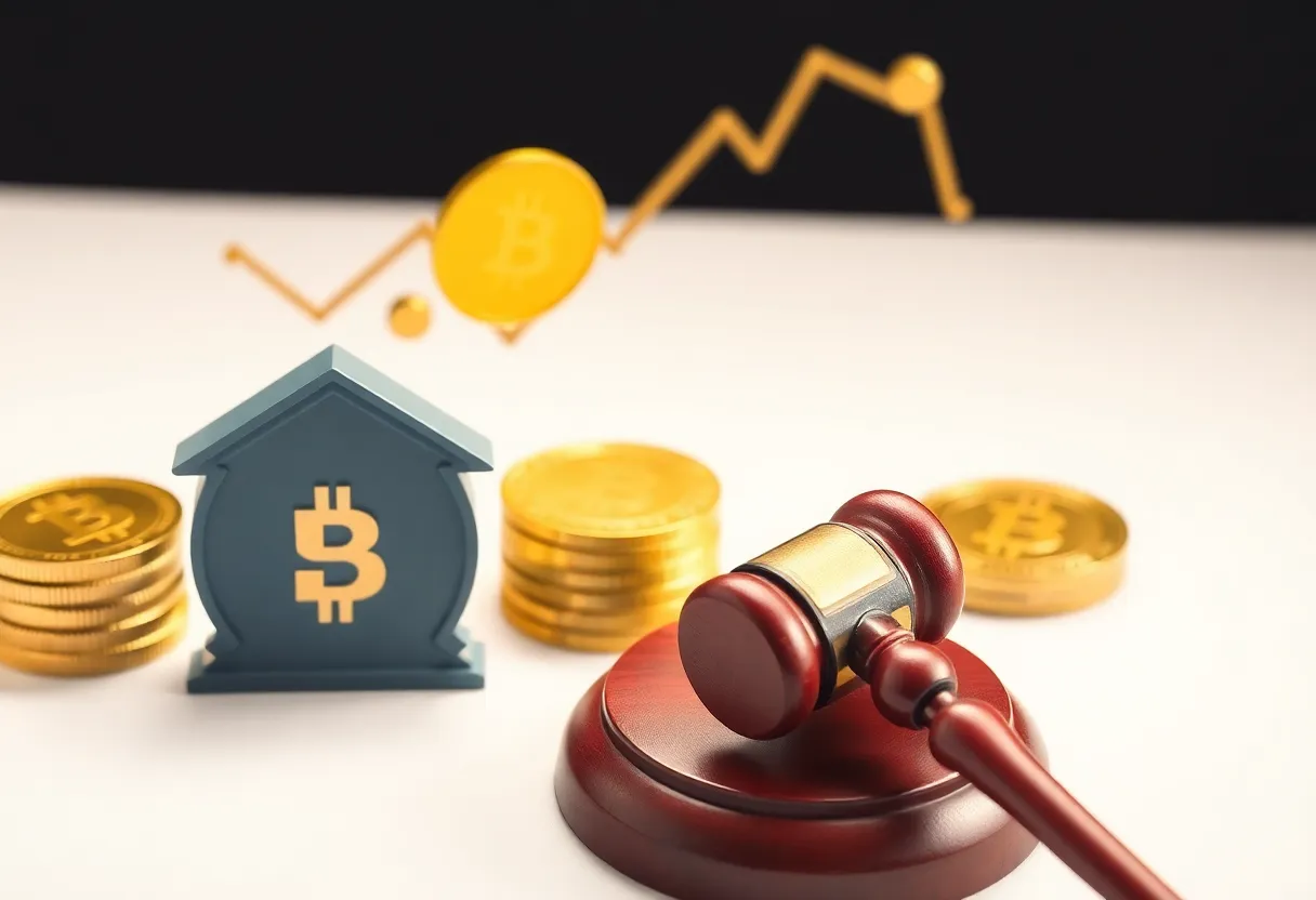 Conceptual representation of cryptocurrency challenges and legal issues.