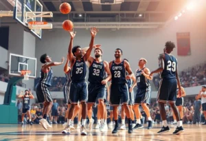 Dallas Mavericks players celebrating a victory on the court