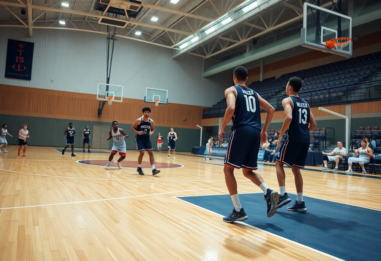 Basketball players demonstrating teamwork on the court