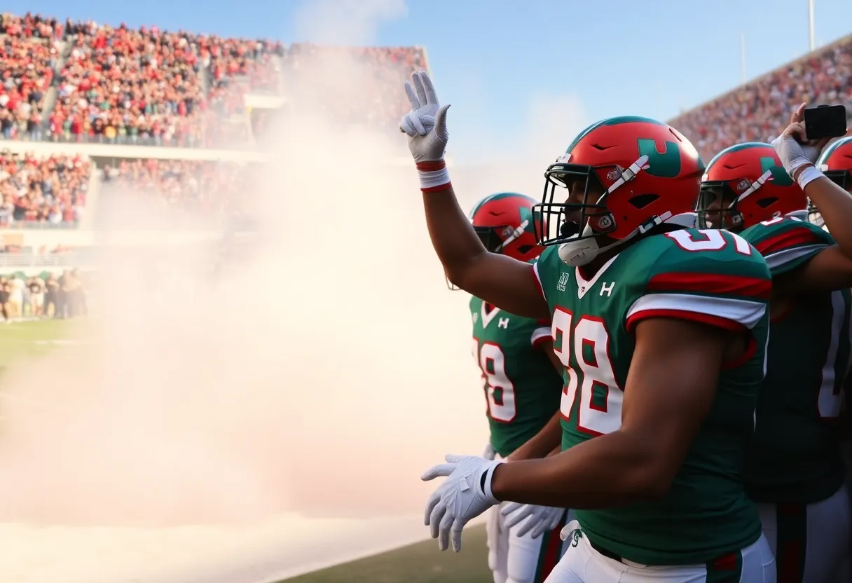 Miami Hurricanes celebrating victory in Cotton Bowl