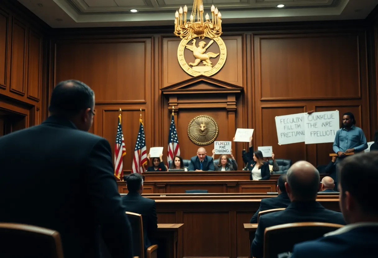 Courtroom scene reflecting tensions over immigration enforcement in Minnesota