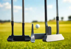 Mizuno M.CRAFT City Series putters displayed elegantly