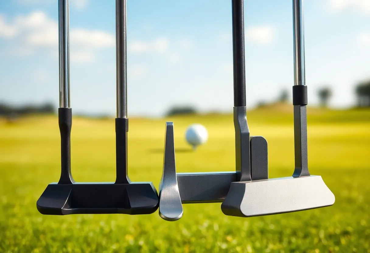 Mizuno M.CRAFT City Series putters displayed elegantly