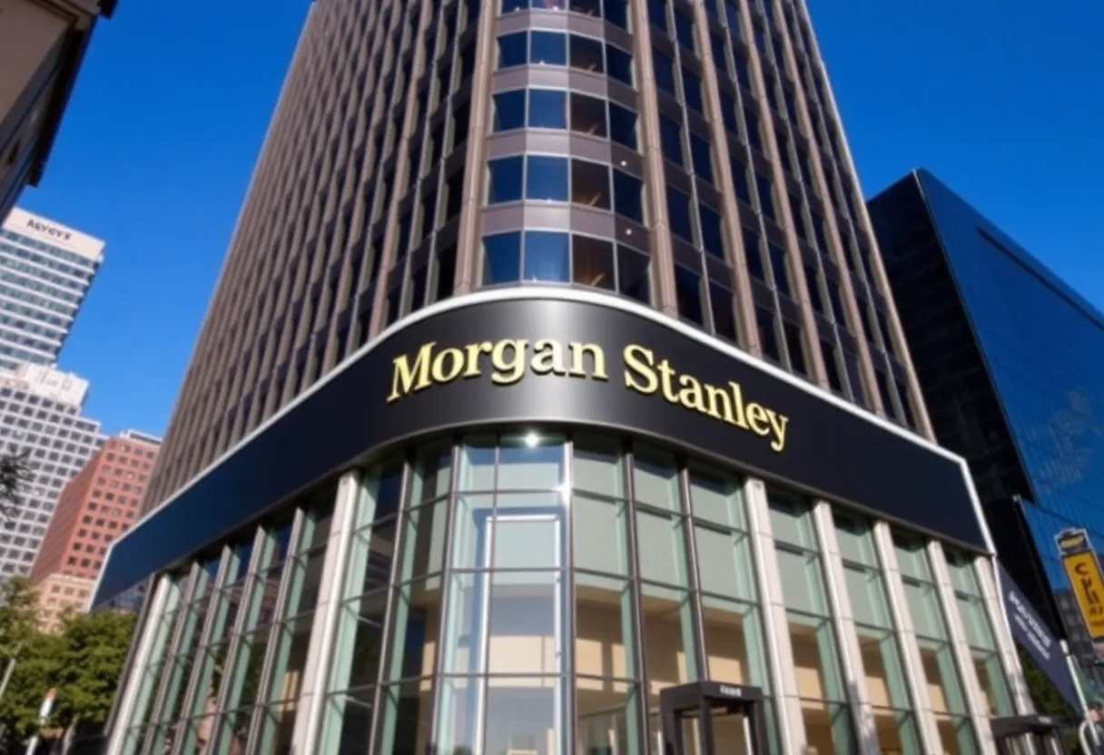Morgan Stanley office building in Dallas with a sign