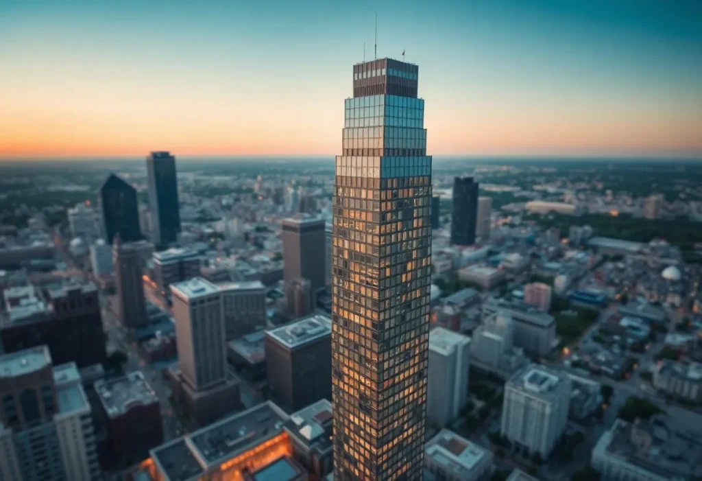 The National skyscraper showcasing its mixed-use design