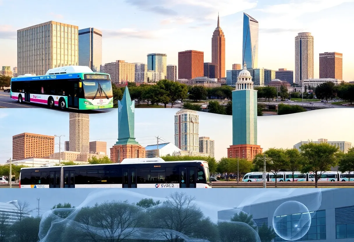 Skyline of North Texas cities discussing DART withdrawal with transportation options visible