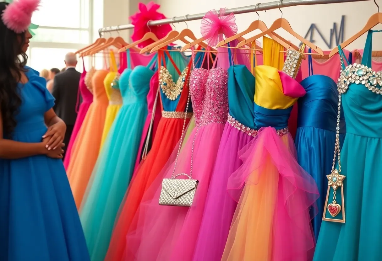 Community members donating prom dresses and accessories for local teens.