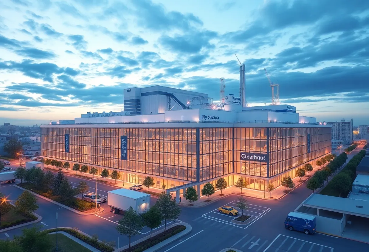 Conceptual image of NTx Bio's pharmaceutical manufacturing facility in Plano.