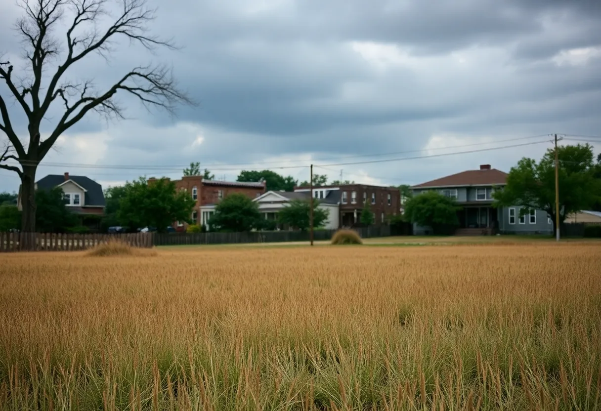 View of Oak Cliff neighborhood showing community and field area.