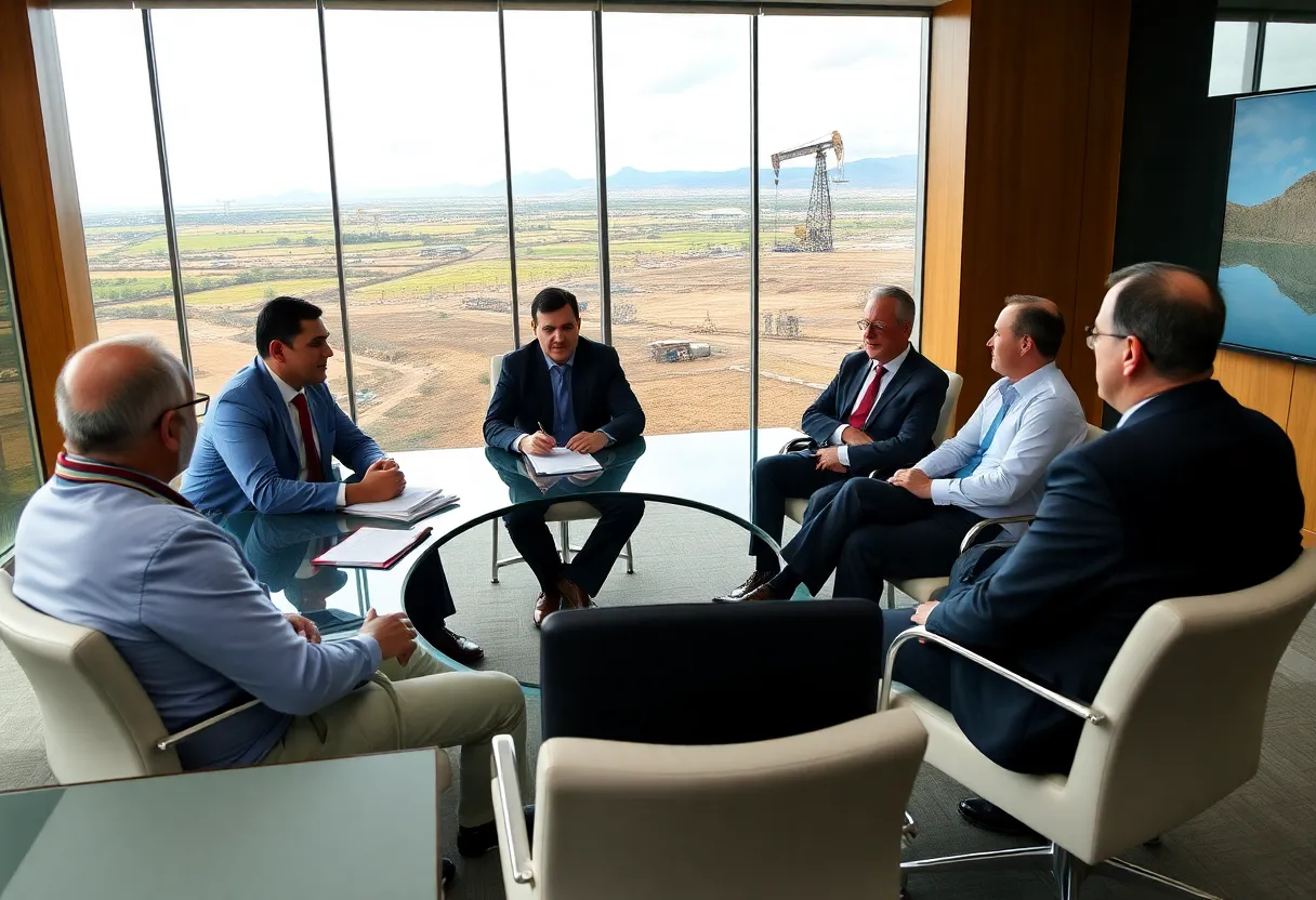 Oil executives discussing investment plans related to Venezuela's oil industry