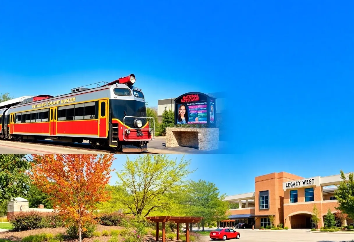 Collage of attractions in Plano including a museum, nature preserve, and shopping district