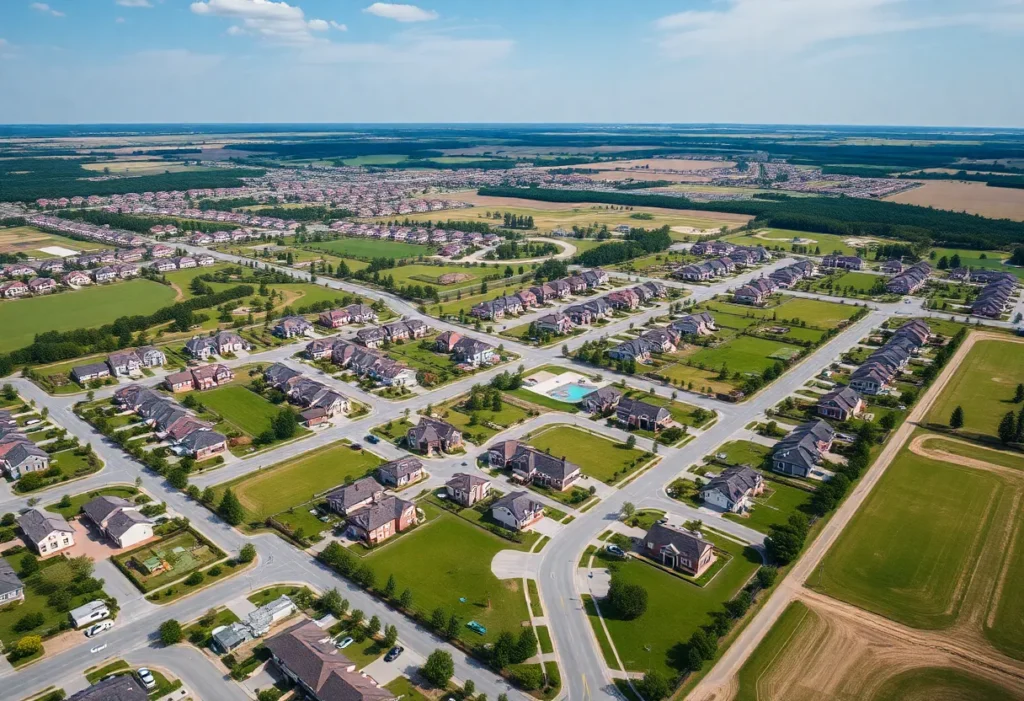 Aerial view of the Platinum Ranch development site in Gunter, Texas.