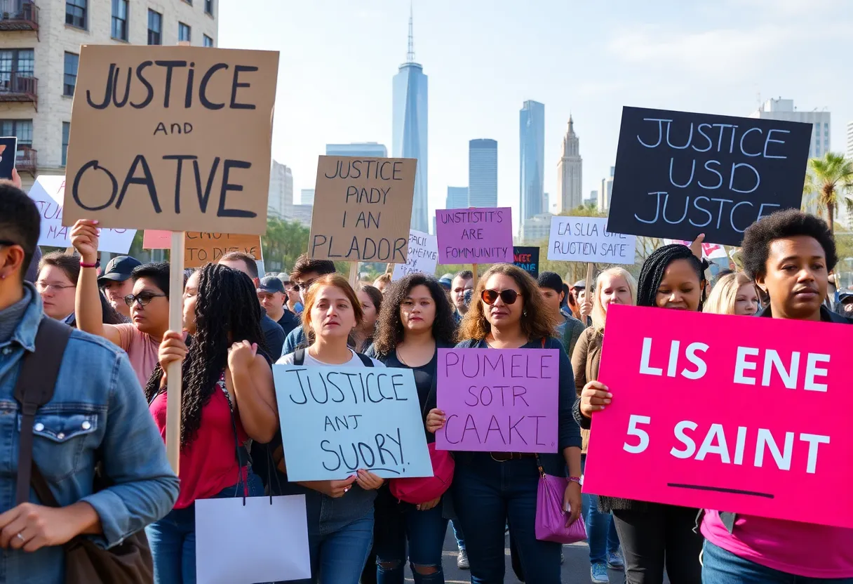 People protesting for community safety and justice