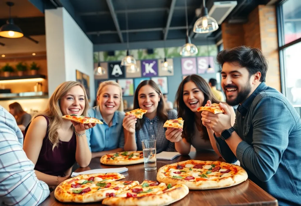 Happy diners at a restaurant celebrating RAVE Restaurant Group's success