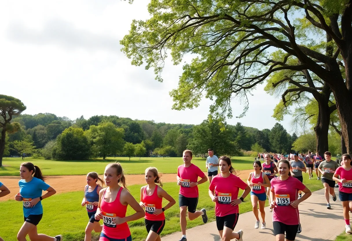 Runners participating in the Resolution Run at Cameron Park, Waco