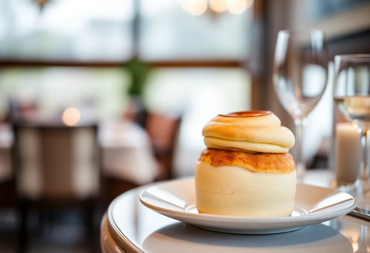 A gourmet soufflé dish from Rise No. 1 restaurant