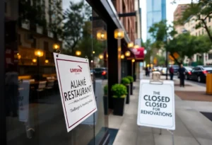 Sign indicating closure of Rye restaurant for Apothecary expansion