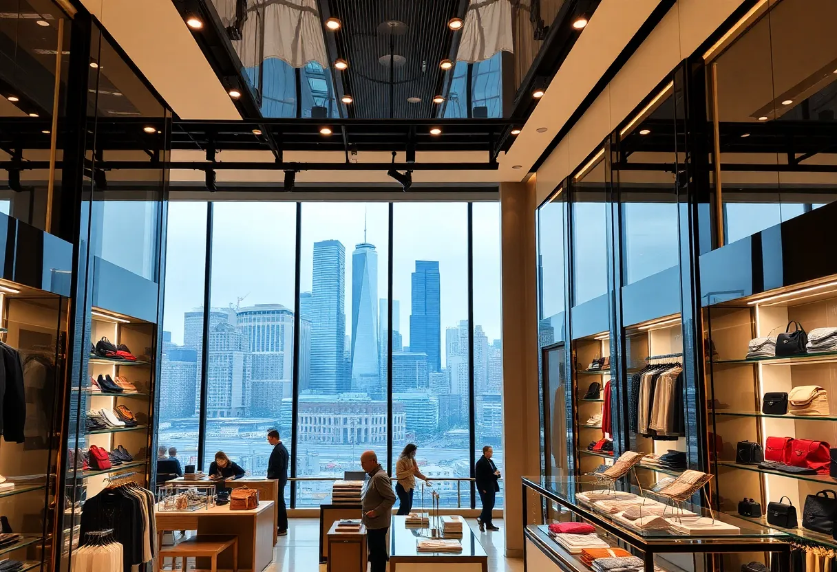 Luxury retail environment with Saks Fifth Avenue and Neiman Marcus branding.