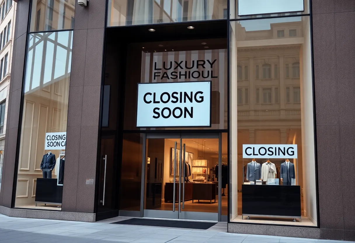 Retail store closure sign outside a Saks Off 5th location