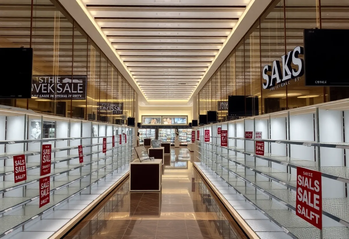 Interior of a Saks Global store showcasing economic challenges in retail.
