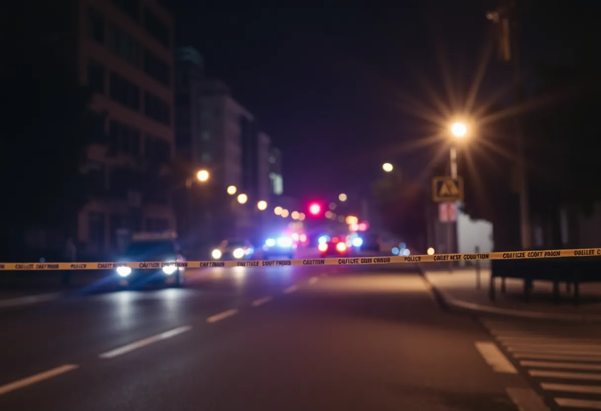Police lights at a crime scene in southeast Dallas