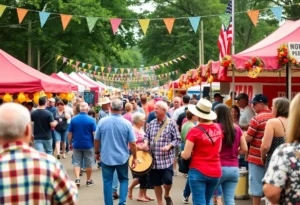 A collage of Southern events with people enjoying cultural celebrations and food festivals