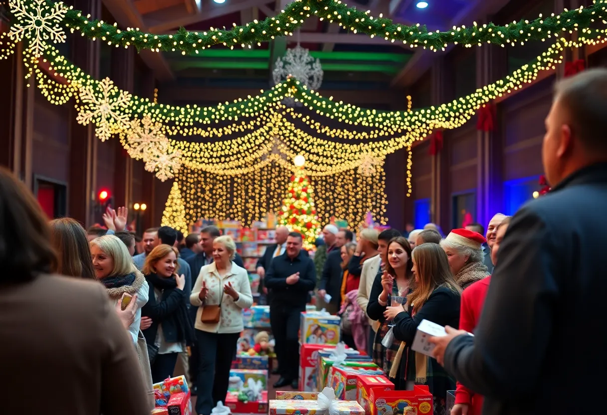 Guests at the Stella Jet Experiences gala celebrating and donating toys