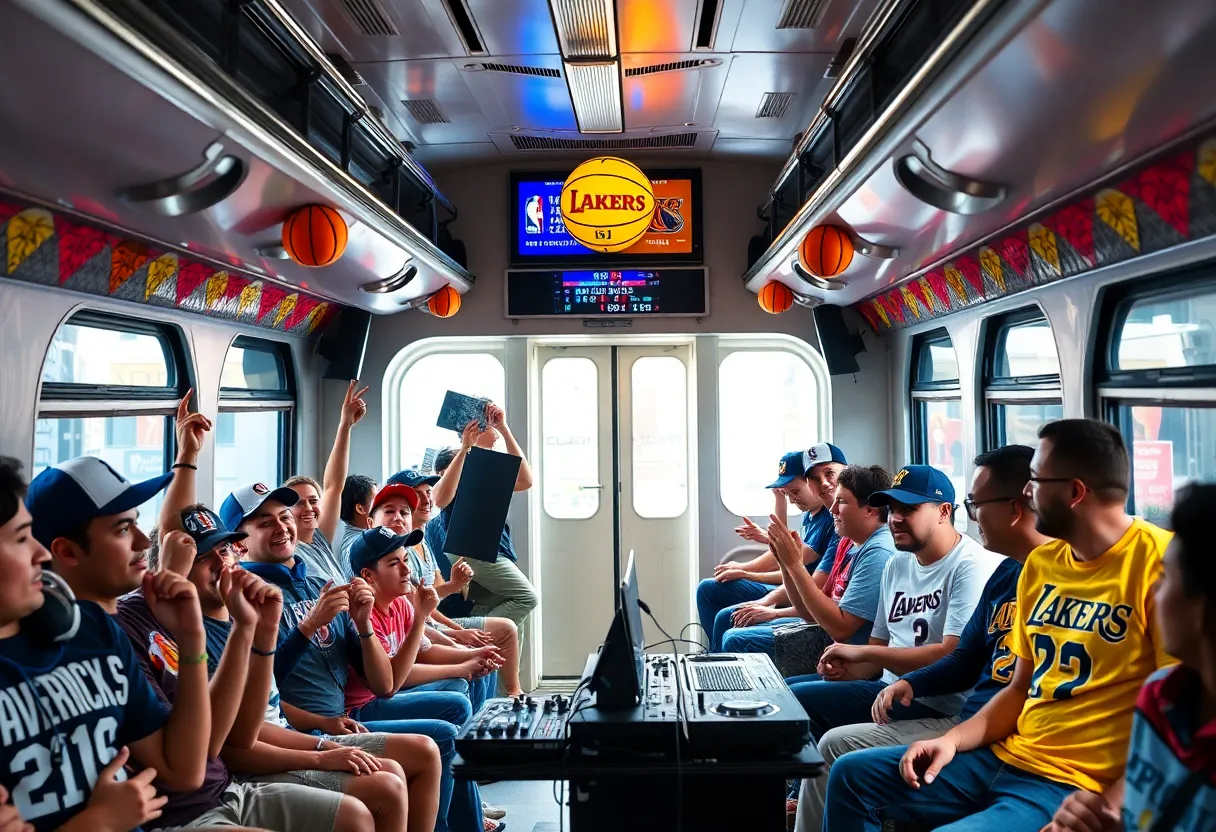 Interior of the Techno Train with fans enjoying a live DJ performance