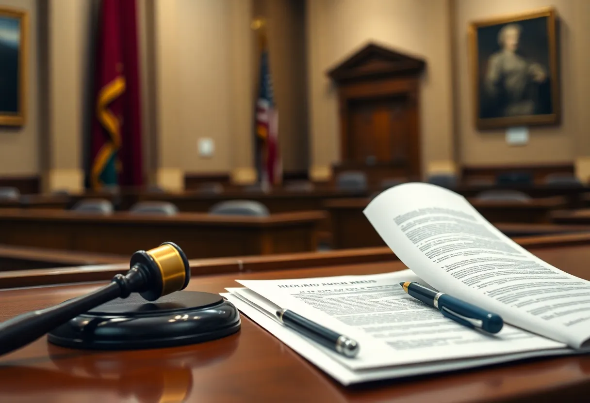 Courtroom scene depicting a legal battle over abortion laws in Texas